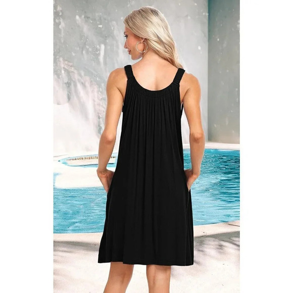 Women's Beach Cover Up Tank Dress  Casual Vacation Short - Picture 4 of 5